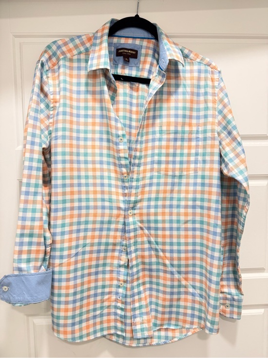 Johnston & Murphy Other - Johnston & Murphy Men’s Orange & Blue Check Button-Up Shirt